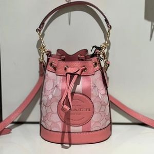 COACH DEMPSEY Mini Bucket Bag Signature Jacquard w Stripe & Patch C8322